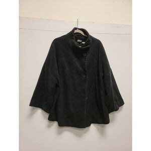 Newport News Easy Style Womens Jacket 1X Black Fleece Coat Outerwear Plus Size